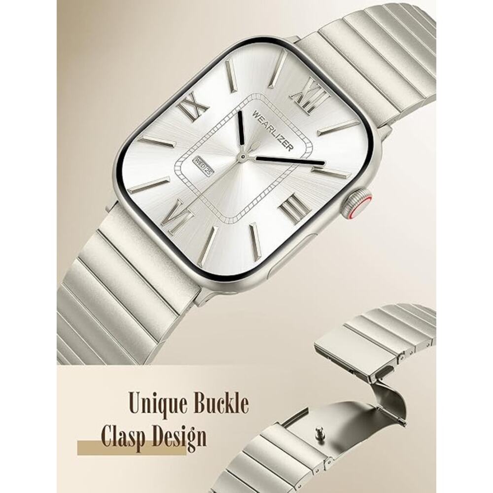 Wearlizer Two Tone Metal Band Compatible W Apple Series 11-1/SE/Ultra Starlight - Picture 4 of 12